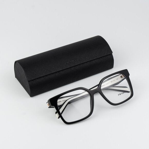 Prada Women Eyeglasses Black Square PRB03V 16K1O1 NEW AUTHENTIC - Picture 1 of 9